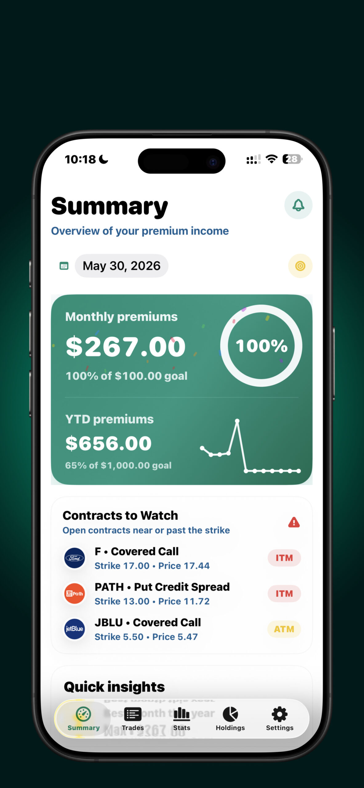 Summary screen